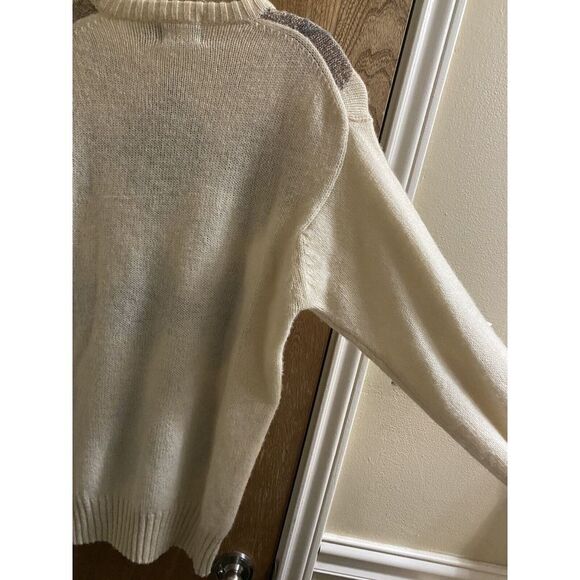 Vintage Par Four Sportswear Ivory Argyle Print Wool V-Neck Sweater Tall LT 42-44 - Picture 10 of 11